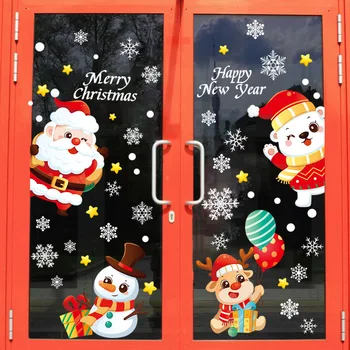  2 buc de Crăciun Autocolante Fereastră Moș Crăciun Fulg de nea DIY Perete Decal Decoratiuni de Craciun pentru Casa de Anul Nou Ornamente de Crăciun Cadou