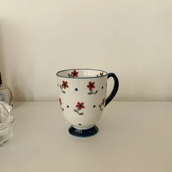  330ML Cana Ceramica cu Flori Cana de Cafea Cu Maner Vintage Floare Albastră micul Dejun Lapte Cana Pentru Bucatarie Drinkware Tazas кружка