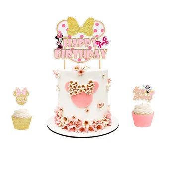  Cake Topper Disney Minnie Mouse Hârtie Simțit pânză de Tort joben Party decor pentru copil de dus copilul favoarea tort decor consumabile