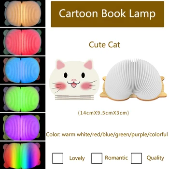  Desene animate din Lemn LED Lumină de Carte RGB Colorate Lumina de Noapte USB Reîncărcabilă Pliabil Lampă de Masă pentru Decor Nightlights Copii Cadouri