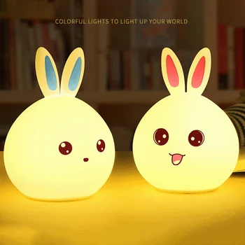  LED Pat USB Lumina de Noapte de Desene animate Drăguț Iepure de Control de la Distanță copil Copil Dormitor Noptieră Lampa Copii de Craciun Cadou