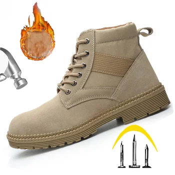  Mens Steel Toe De Siguranță Pantofi De Iarna Plus Catifea Ține De Cald Construcție Anti-Zdrobitor Puncție Dovada Pantofi De Lucru De Mare Ajutor Pantofi