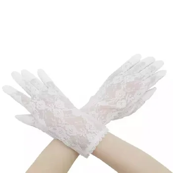  Moda Semi Pur Mănuși De Dantelă Femei Alb De Nunta Mănuși De Nuntă Subțire De Protecție Solară Se Întind Pe Întregul Deget Mănuși
