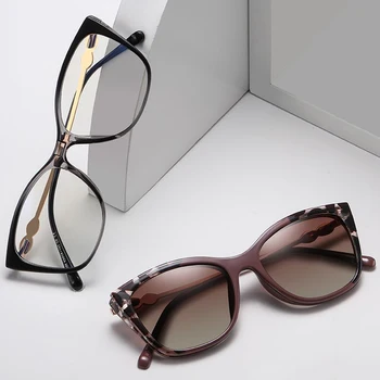  Ochi de pisica Magnetic Clip-on Polarizat ochelari de Soare Femei 2022 Moda Anti-Albastru Ochelari Rame pentru Calculator Ochelari de vedere Femei UV400