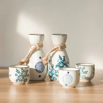  Retro Dragul Ceașcă de Sticlă Set Ceramica Carafă de Sticlă Mini Sake-ul Japonez Set Rotund Mini Decantador De Vin Baloane Șold BG50HF