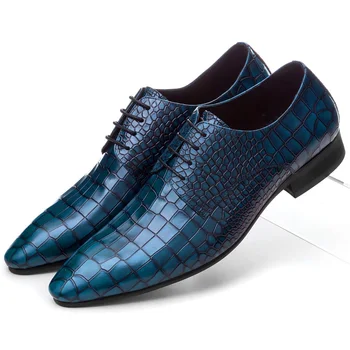 Serpentine albastru / Negru / maro pantofi de nunta mens pantofi de afaceri din piele formale oxfords barbati pantofi rochie